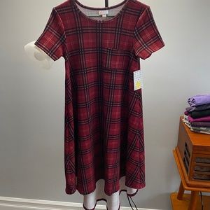 LuLaRoe Red Plaid Carly Dress - Size XXS